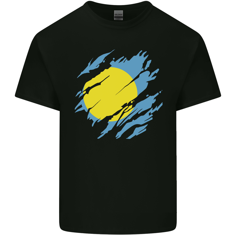 Torn Palau Flag Palauan Day Football Kids T-Shirt Childrens Black