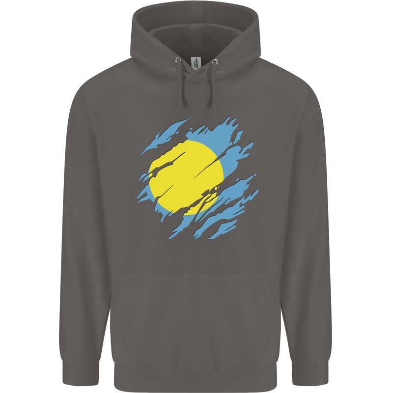Torn Palau Flag Palauan Day Football Mens 80% Cotton Hoodie Charcoal