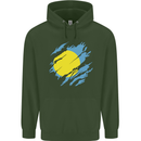Torn Palau Flag Palauan Day Football Mens 80% Cotton Hoodie Forest Green