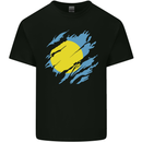 Torn Palau Flag Palauan Day Football Mens Cotton T-Shirt Tee Top Black