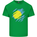Torn Palau Flag Palauan Day Football Mens Cotton T-Shirt Tee Top Irish Green