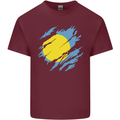 Torn Palau Flag Palauan Day Football Mens Cotton T-Shirt Tee Top Maroon