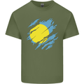 Torn Palau Flag Palauan Day Football Mens Cotton T-Shirt Tee Top Military Green