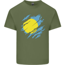 Torn Palau Flag Palauan Day Football Mens Cotton T-Shirt Tee Top Military Green