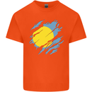Torn Palau Flag Palauan Day Football Mens Cotton T-Shirt Tee Top Orange