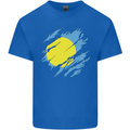 Torn Palau Flag Palauan Day Football Mens Cotton T-Shirt Tee Top Royal Blue