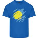 Torn Palau Flag Palauan Day Football Mens Cotton T-Shirt Tee Top Royal Blue