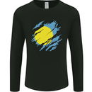 Torn Palau Flag Palauan Day Football Mens Long Sleeve T-Shirt Black