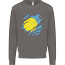 Torn Palau Flag Palauan Day Football Mens Sweatshirt Jumper Charcoal