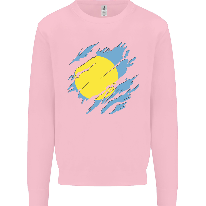 Torn Palau Flag Palauan Day Football Mens Sweatshirt Jumper Light Pink