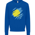 Torn Palau Flag Palauan Day Football Mens Sweatshirt Jumper Royal Blue