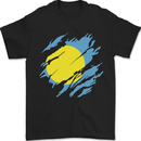 Torn Palau Flag Palauan Day Football Mens T-Shirt 100% Cotton Black