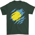 Torn Palau Flag Palauan Day Football Mens T-Shirt 100% Cotton Forest Green