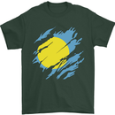 Torn Palau Flag Palauan Day Football Mens T-Shirt 100% Cotton Forest Green