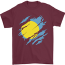 Torn Palau Flag Palauan Day Football Mens T-Shirt 100% Cotton Maroon