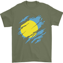 Torn Palau Flag Palauan Day Football Mens T-Shirt 100% Cotton Military Green