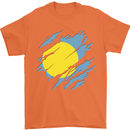 Torn Palau Flag Palauan Day Football Mens T-Shirt 100% Cotton Orange