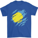Torn Palau Flag Palauan Day Football Mens T-Shirt 100% Cotton Royal Blue