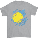 Torn Palau Flag Palauan Day Football Mens T-Shirt 100% Cotton Sports Grey
