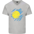 Torn Palau Flag Palauan Day Football Mens V-Neck Cotton T-Shirt Sports Grey