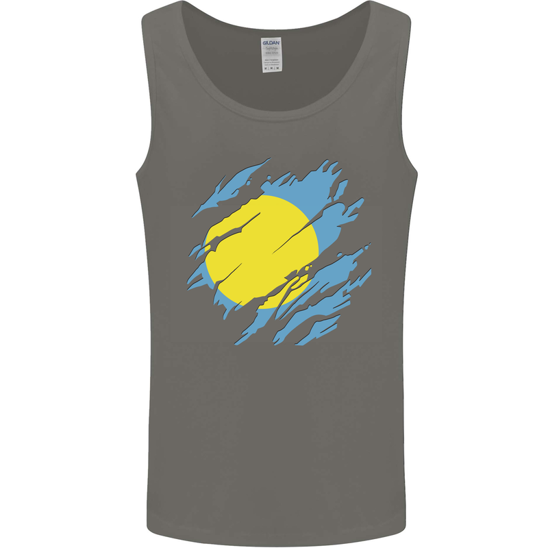 Torn Palau Flag Palauan Day Football Mens Vest Tank Top Charcoal