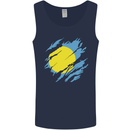 Torn Palau Flag Palauan Day Football Mens Vest Tank Top Navy Blue