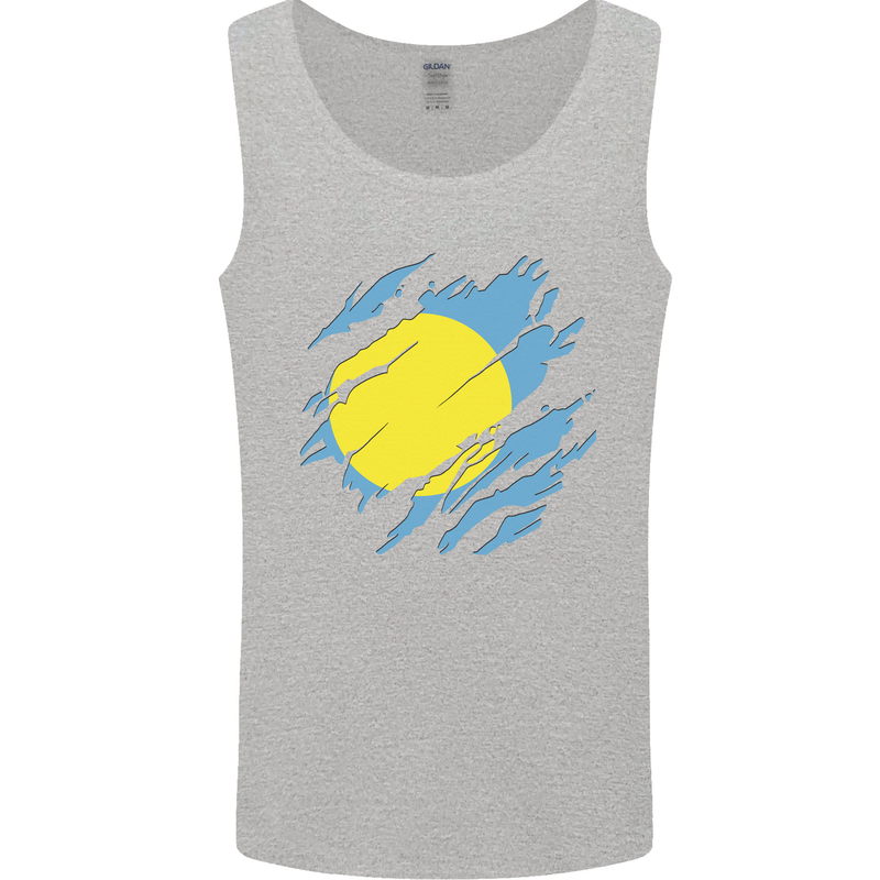Torn Palau Flag Palauan Day Football Mens Vest Tank Top Sports Grey