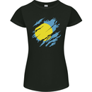 Torn Palau Flag Palauan Day Football Womens Petite Cut T-Shirt Black