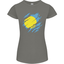 Torn Palau Flag Palauan Day Football Womens Petite Cut T-Shirt Charcoal