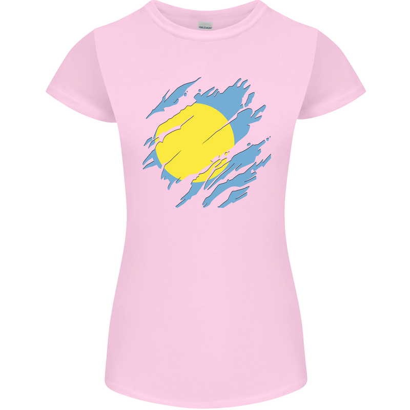 Torn Palau Flag Palauan Day Football Womens Petite Cut T-Shirt Light Pink
