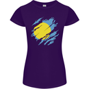 Torn Palau Flag Palauan Day Football Womens Petite Cut T-Shirt Purple