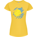 Torn Palau Flag Palauan Day Football Womens Petite Cut T-Shirt Yellow