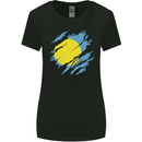 Torn Palau Flag Palauan Day Football Womens Wider Cut T-Shirt Black