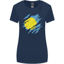 Torn Palau Flag Palauan Day Football Womens Wider Cut T-Shirt Navy Blue