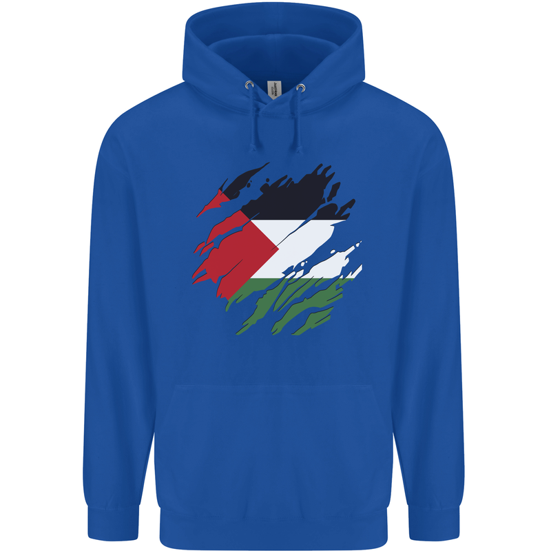 Torn Palestine Flag Palestinian Day Football Childrens Kids Hoodie Royal Blue