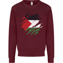 Torn Palestine Flag Palestinian Day Football Kids Sweatshirt Jumper Maroon