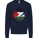 Torn Palestine Flag Palestinian Day Football Kids Sweatshirt Jumper Navy Blue