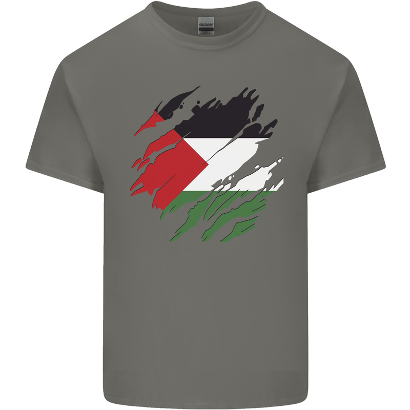Torn Palestine Flag Palestinian Day Football Kids T-Shirt Childrens Charcoal