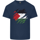 Torn Palestine Flag Palestinian Day Football Kids T-Shirt Childrens Navy Blue
