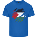 Torn Palestine Flag Palestinian Day Football Kids T-Shirt Childrens Royal Blue