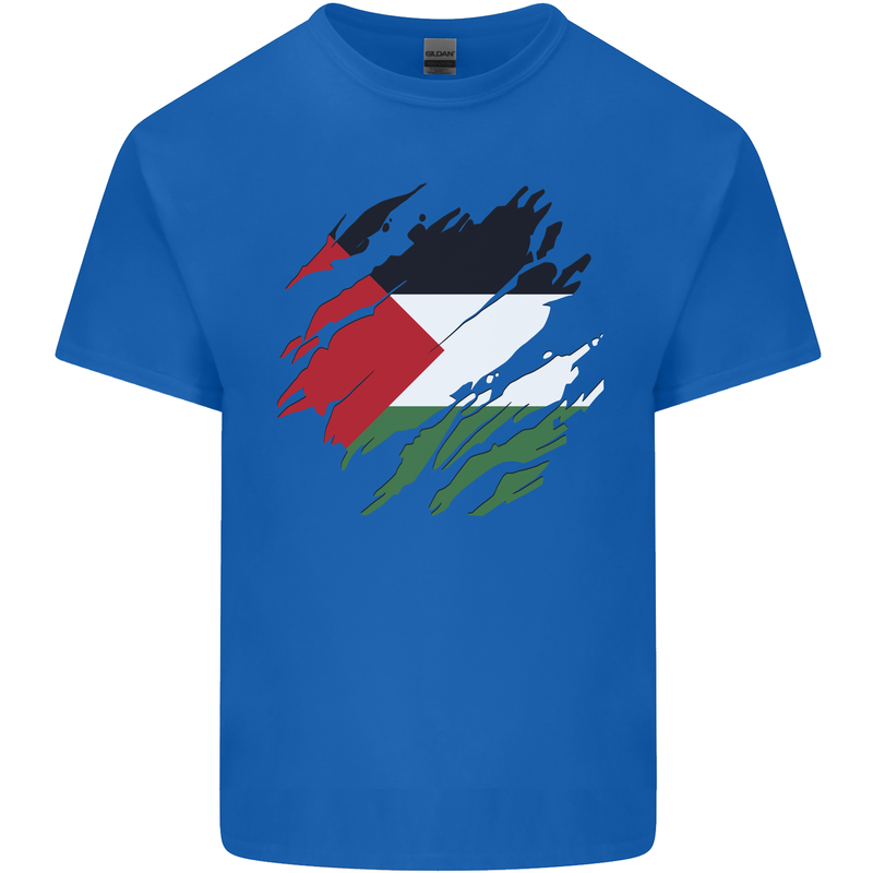 Torn Palestine Flag Palestinian Day Football Kids T-Shirt Childrens Royal Blue