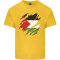 Torn Palestine Flag Palestinian Day Football Kids T-Shirt Childrens Yellow