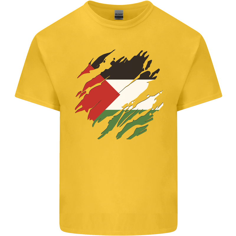 Torn Palestine Flag Palestinian Day Football Kids T-Shirt Childrens Yellow