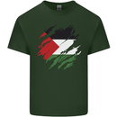 Torn Palestine Flag Palestinian Day Football Mens Cotton T-Shirt Tee Top Forest Green