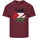 Torn Palestine Flag Palestinian Day Football Mens Cotton T-Shirt Tee Top Maroon