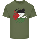 Torn Palestine Flag Palestinian Day Football Mens Cotton T-Shirt Tee Top Military Green