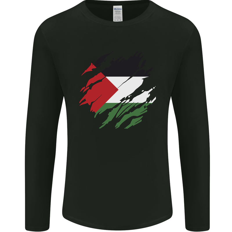 Torn Palestine Flag Palestinian Day Football Mens Long Sleeve T-Shirt Black