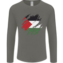 Torn Palestine Flag Palestinian Day Football Mens Long Sleeve T-Shirt Charcoal