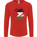Torn Palestine Flag Palestinian Day Football Mens Long Sleeve T-Shirt Red