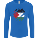Torn Palestine Flag Palestinian Day Football Mens Long Sleeve T-Shirt Royal Blue